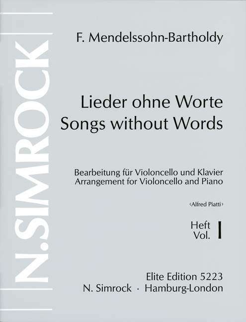 Lieder ohne Worte Band 1&nbsp;&nbsp;für Violoncello und Klavier&nbsp;&nbsp;