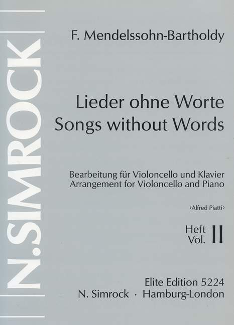 Lieder ohne Worte Band 2&nbsp;&nbsp;für Violoncello und Klavier&nbsp;&nbsp;