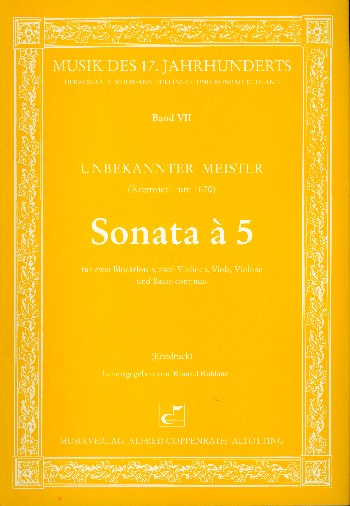 Sonata à 5&nbsp;&nbsp;für 2 Blockflöten, 2 Violinen, Viola und Bc&nbsp;&nbsp;Partitur