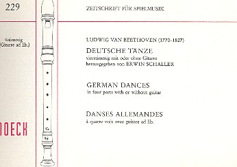 Deutsche Tänze für 4 Blockflöten  (SATB) und Gitarre ad lib.  