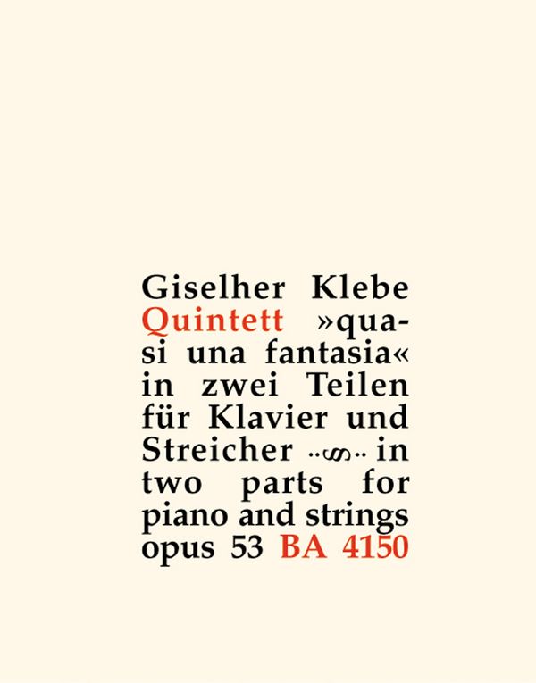 QUINTETT QUASI UNA FANTASIA OP.53&nbsp;&nbsp;IN 2 TEILEN F.KLAVIER UND STREICHER&nbsp;&nbsp;