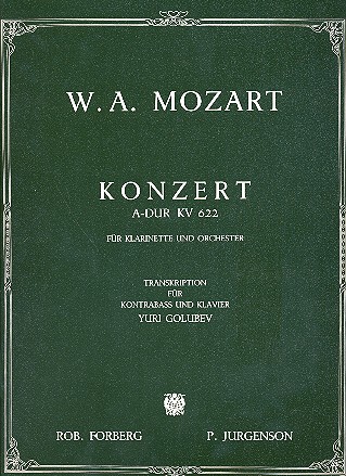 KONZERT A-DUR KV622 FUER&nbsp;&nbsp;KONTRABASS UND KLAVIER&nbsp;&nbsp;ORIGINAL FUER KLARINETTE/ORCHESTER