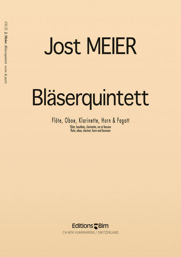 BLAESERQUINTETT FUER FLOETE,&nbsp;&nbsp;OBOE, KLARINETTE, HORN UND FAGOTT&nbsp;&nbsp;PARTITUR+STIMMEN
