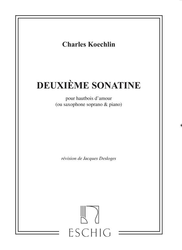 Sonatine op.194,2 pour hautbois&nbsp;&nbsp;d'amour (saxophone soprano) et piano&nbsp;&nbsp;partition