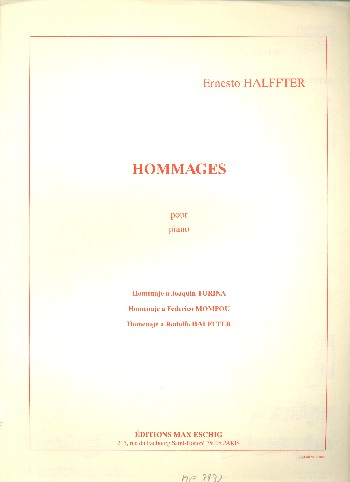Hommages&nbsp;&nbsp;pour piano&nbsp;&nbsp;