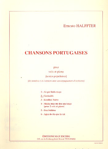 GERINALDO POUR VOIX ET PIANO&nbsp;&nbsp;CHANSONS PORTUGAISES NO.2&nbsp;&nbsp;