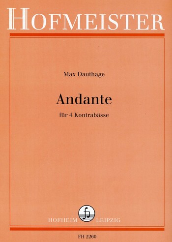 Andante fuer 4 Kontrabässe  Partitur und Stimmen  
