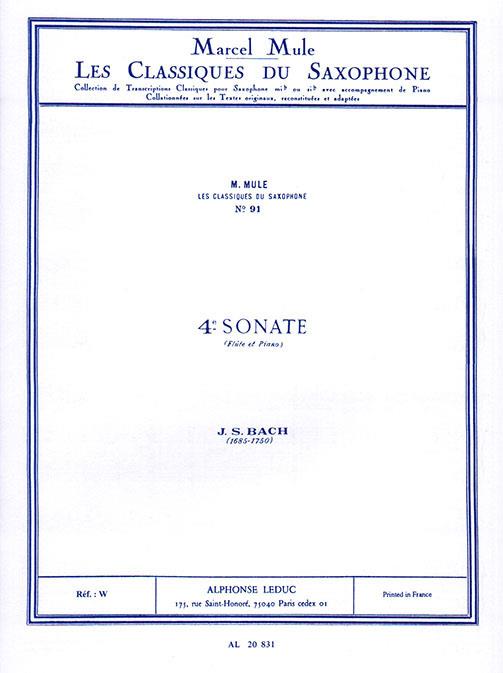 Sonate no.4&nbsp;&nbsp;pour flûte et piano&nbsp;&nbsp;pour saxophone alto et piano