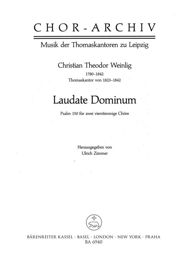 LAUDATE DOMINUM PSALM 150  FUER DOPPELCHOR  PARTITUR