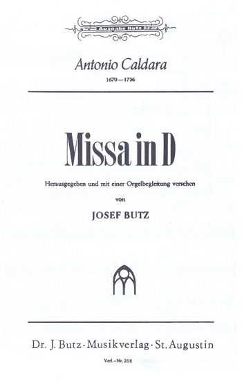 Missa D-Dur&nbsp;&nbsp;für gem Chor und Orchester&nbsp;&nbsp;Orgelauszug (la)