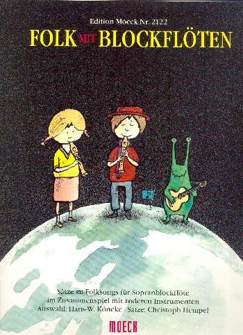 Folk mit Blockflöten  für 4 Blockflöten (SSSA) und Gitarre  