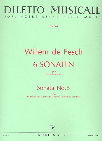Sonate B-Dur op.6,5 für  Blockflöte (fl, vl) und Bc  