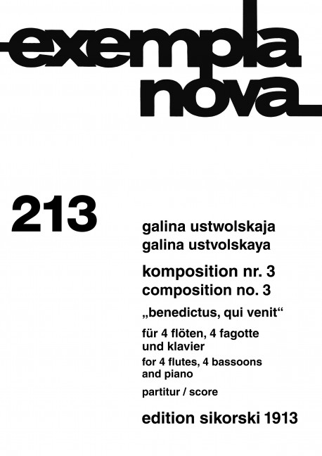 Benedictus, qui venit  4 Flöten, 4 Fagotte und Klavier  Partitur