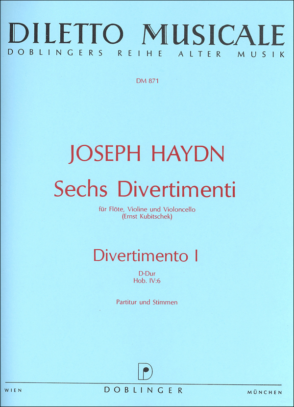 Divertimento D-Dur Nr.1 für  Flöte, Violine und Violoncello  Partitur und Stimmen