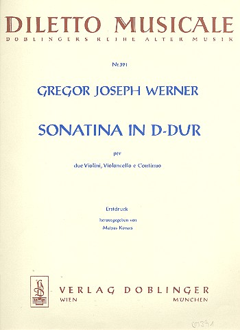 SONATINA IN D-DUR FUER 2 VIOLINEN  CELLO UND BASSO CONTINUO  KOVACS, MATYAS, ED.