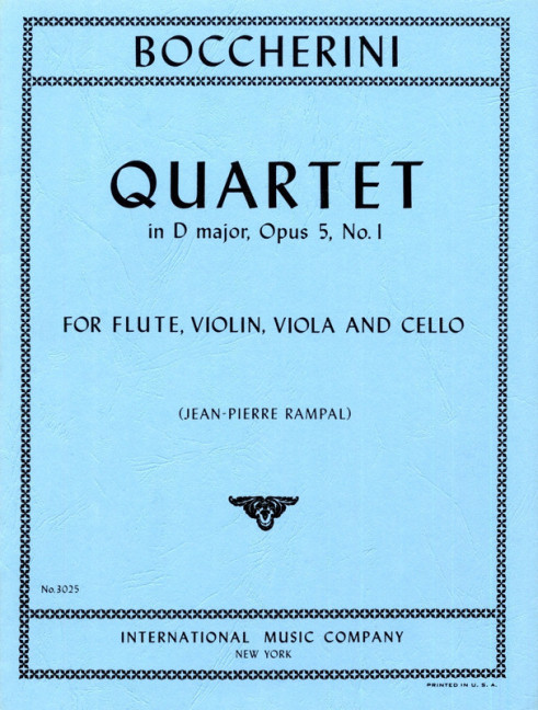 Quartet D major op.5,1&nbsp;&nbsp;for flute, violin, viola and cello&nbsp;&nbsp;