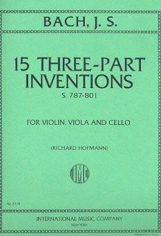 15 three-part Inventions BWV787-801:&nbsp;&nbsp;for violin, viola and cello&nbsp;&nbsp;