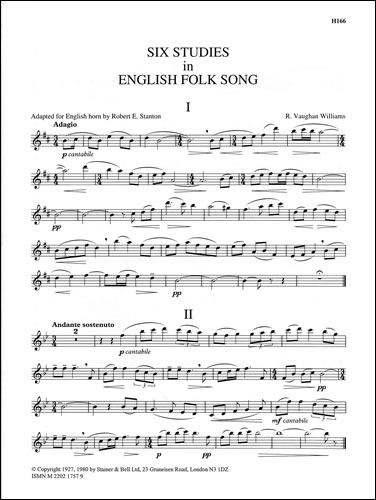 6 Studies in English Folksong  for English horn  