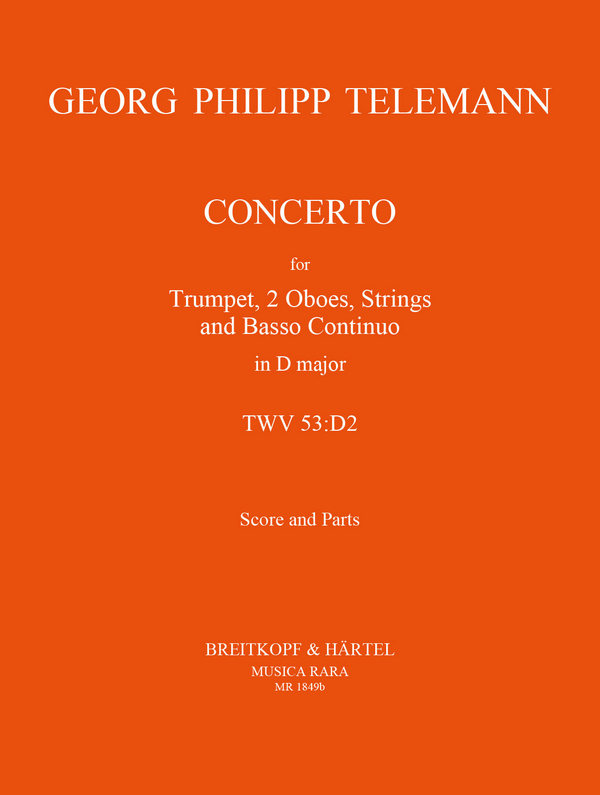 Concerto no.3 in D&nbsp;&nbsp;for trumpet, 2 oboes, strings and bc&nbsp;&nbsp;score and parts