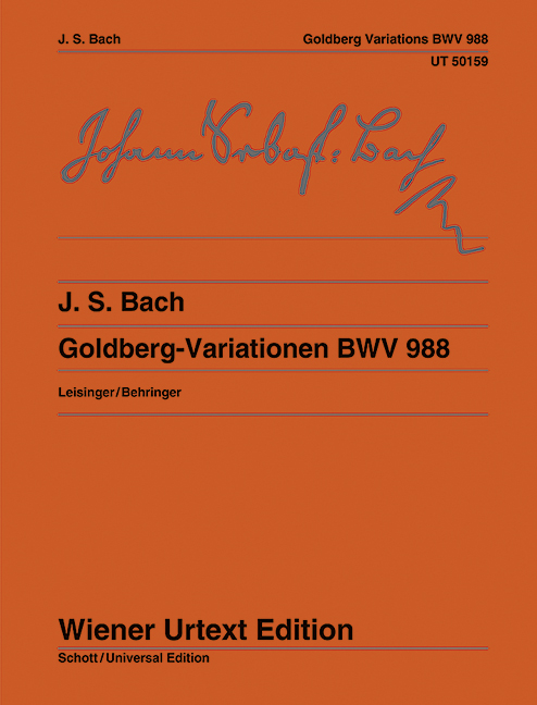 Goldberg Variationen BWV988&nbsp;&nbsp;für Klavier&nbsp;&nbsp;