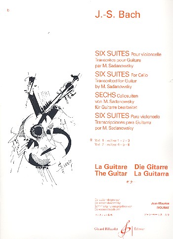 6 suites pour violoncelle vol.1 (nos.1-3)&nbsp;&nbsp;pour guitare&nbsp;&nbsp;