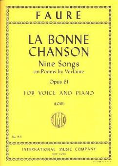La bonne chanson 9 songs op.61&nbsp;&nbsp;for low voice and piano&nbsp;&nbsp;