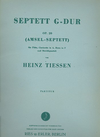 Septett G-Dur op.20 für Flöte,  Klarinette (A), Horn (F) und  Streichquartett,    Partitur