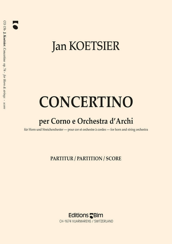 CONCERTINO OP.74 PER CORNO E  ORCHESTRA D'ARCHI    PARTITURA  