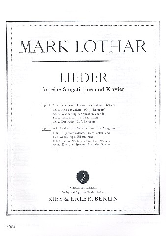 LIEDER OP.18 BD.1 FUER EINE&nbsp;&nbsp;SINGSTIMME UND KLAVIER&nbsp;&nbsp;