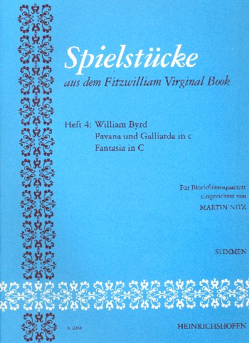 Spielstücke aus dem Fitzwilliam Virginal  Book Band 4 für 4 Blockflöten (SATB)  Stimmen