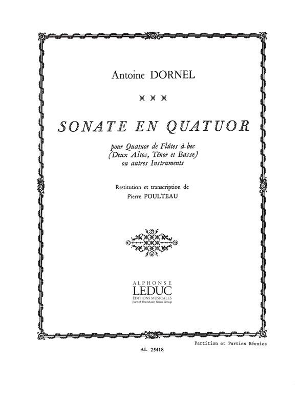 Sonate en quatuor  pour 4 flûtes à bec (SATB) ou autres instruments  partition et parties