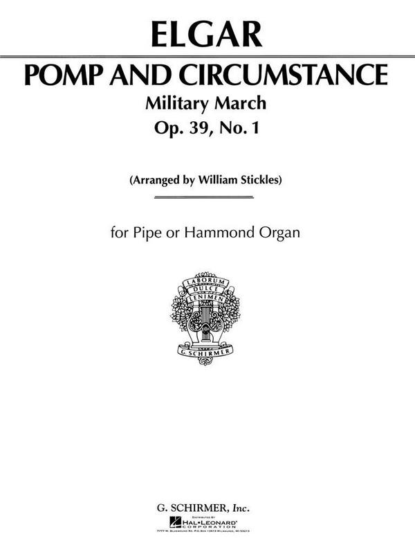 Pomp and Circumstance Military March op.39,1&nbsp;&nbsp;for organ&nbsp;&nbsp;