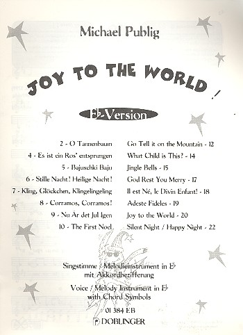 Joy to the World Eb-Version&nbsp;&nbsp;für Singstimme / Melodieinstrument&nbsp;&nbsp;in Eb mit Akkordbezifferung