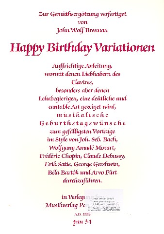 Happy Birthday-Variationen op.95&nbsp;&nbsp;für Klavier&nbsp;&nbsp;