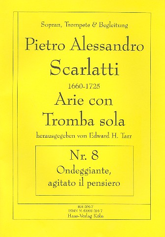 Ondeggiante agitato il pensiero&nbsp;&nbsp;für Sopran, Trompete, Streicher und Bc&nbsp;&nbsp;Partitur und Stimmen (Bc ausgesetzt)