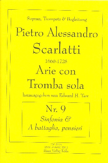 Arie con tromba sola Nr.9  für Sopran, Trompete und Bc  Partitur und Trompetenstimme