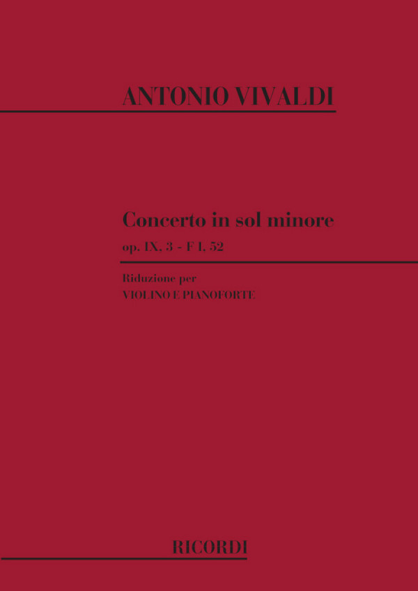 Concerto sol minore op.9,3&nbsp;&nbsp;per violino, archi e organo&nbsp;&nbsp;Klavierauszug