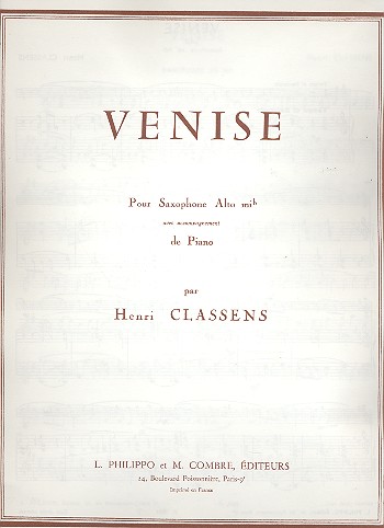 Venise pour saxophone alto mi b&nbsp;&nbsp;avec accompagnement de piano&nbsp;&nbsp;