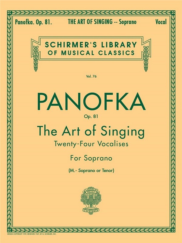 The Art of Singing op.81  24 Vocalises for soprano (mezzo-s, tenor)  and piano
