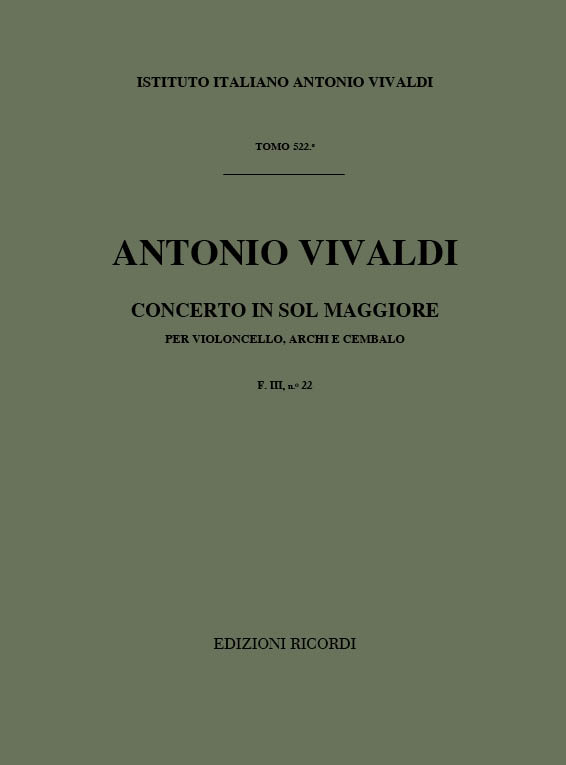 Concerto in sol maggiore F.III:22&nbsp;&nbsp;per violoncello, archi e bc&nbsp;&nbsp;