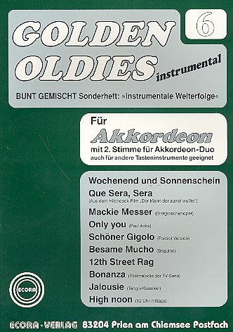 Golden Oldies Band 6  für 1-2 Akkordeons oder andere Tasteninstrumente  Bunt gemischt Sonderheft