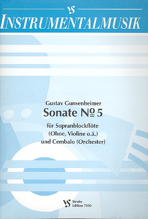Sonate C-Dur Nr.5  für Sopranblockflöte und Cembalo  Partitur und Stimmen