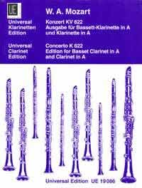 Konzert A-Dur KV622 für Klarinette und&nbsp;&nbsp;Orchester für Bassettklarinette in A&nbsp;&nbsp;und Klavier