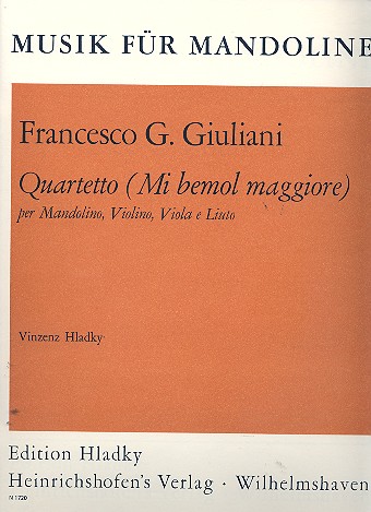 QUARTETTO MI BEMOL MAGGIORE PER  MANDOLINO, VIOLLINO, VIOLINO, VIOLA  E LIUTO