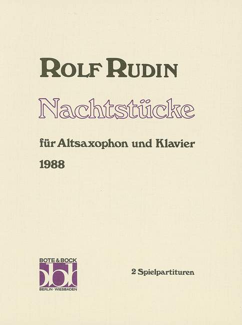 Nachtstücke (1988)&nbsp;&nbsp;für Altsaxophon und Klavier&nbsp;&nbsp;2 Spielpartituren