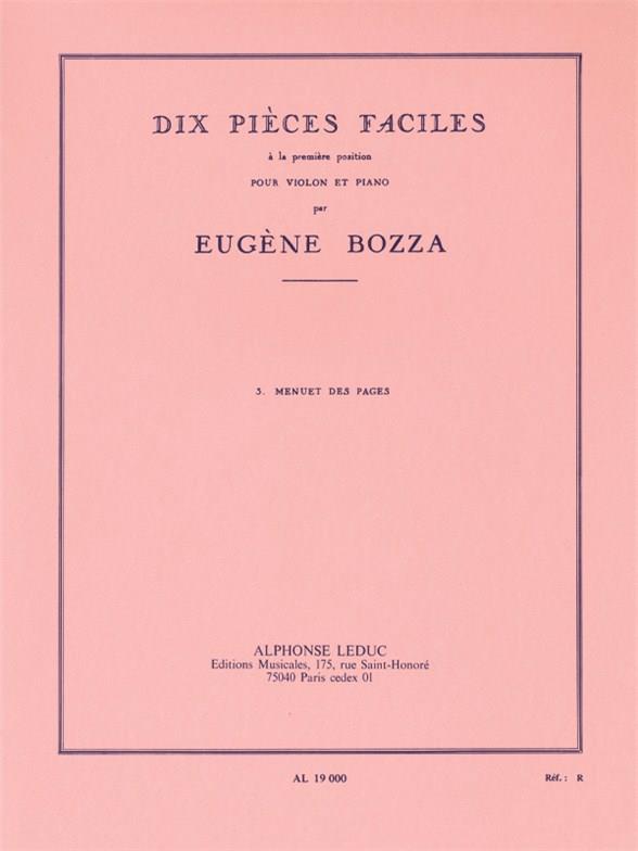 MENUET DES PAGES POUR VIOLON ET&nbsp;&nbsp;PIANO&nbsp;&nbsp;10 PIECES FACILES NO.3