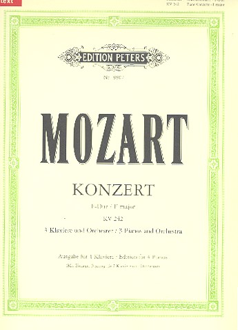 Konzert F-Dur KV242 für 3 Klaviere und Orchester&nbsp;&nbsp;für 4 Klaviere&nbsp;&nbsp;(enthält Fassung für 2 Klaviere)