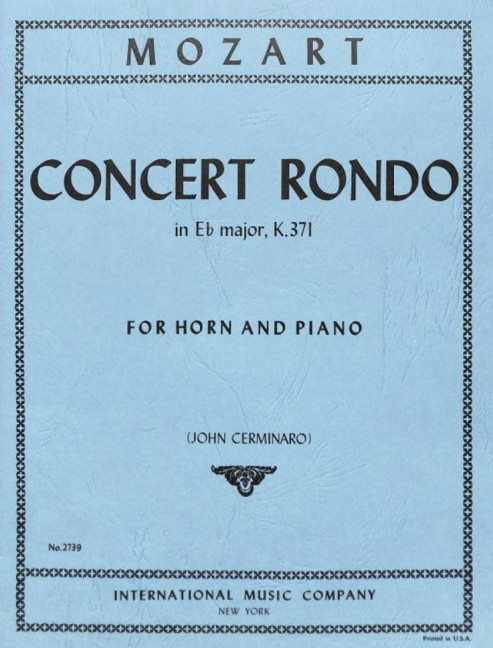 Concert Rondo E major KV371&nbsp;&nbsp;for horn and piano&nbsp;&nbsp;CERMINARO, JOHN, ED.