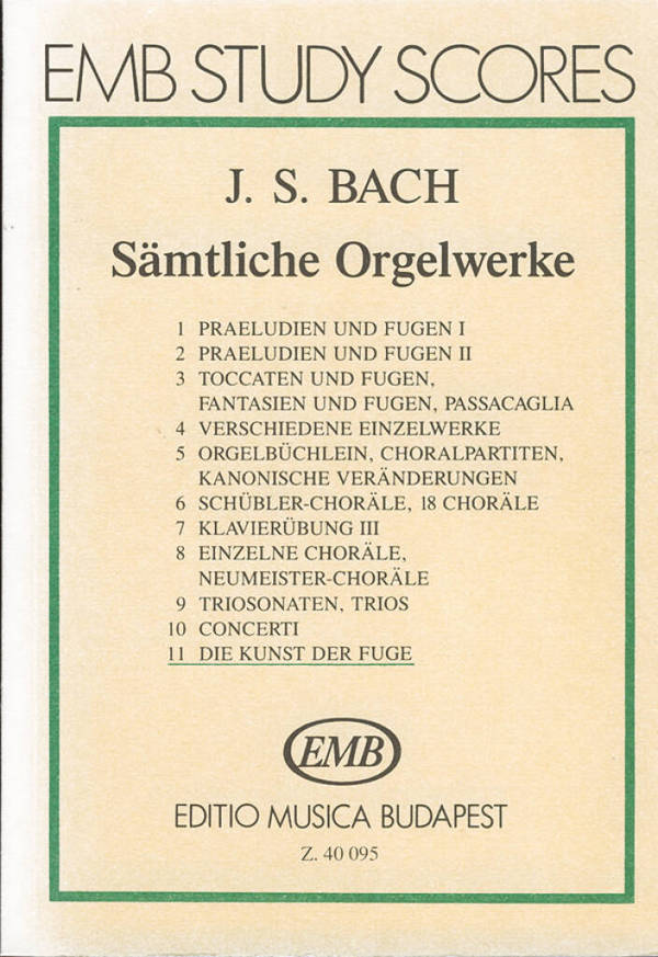 Sämtliche Orgelwerke Band 11&nbsp;&nbsp;Die Kunst der Fuge&nbsp;&nbsp;Studienpartitur