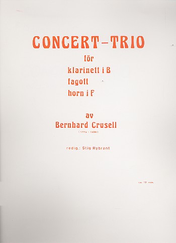 Concert-trio  for clarinet, bassoon and horn in f  score and parts